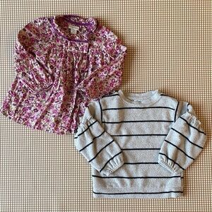 Bundle of Zara & Monsoon long sleeve tops. Floral & stripes. Different sizes